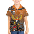Personalized Giants Football Mascot Kid Hawaiian Shirt Aboriginal Dot Art Style Vibrant Indigenous Pattern Design