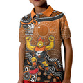 Personalized Giants Football Mascot Kid Polo Shirt Aboriginal Dot Art Style Vibrant Indigenous Pattern Design