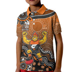 Personalized Giants Football Mascot Kid Polo Shirt Aboriginal Dot Art Style Vibrant Indigenous Pattern Design