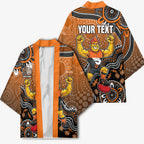 Personalized Giants Football Mascot Kimono Aboriginal Dot Art Style Vibrant Indigenous Pattern Design