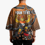 Personalized Giants Football Mascot Kimono Aboriginal Dot Art Style Vibrant Indigenous Pattern Design