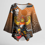 Personalized Giants Football Mascot Kimono Sleeve Blouse Aboriginal Dot Art Style Vibrant Indigenous Pattern Design