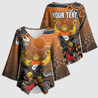 Personalized Giants Football Mascot Kimono Sleeve Blouse Aboriginal Dot Art Style Vibrant Indigenous Pattern Design