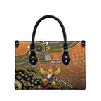 Personalized Giants Football Mascot Leather Bag Aboriginal Dot Art Style Vibrant Indigenous Pattern Design