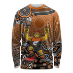 Personalized Giants Football Mascot Long Sleeve Shirt Aboriginal Dot Art Style Vibrant Indigenous Pattern Design