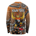 Personalized Giants Football Mascot Long Sleeve Shirt Aboriginal Dot Art Style Vibrant Indigenous Pattern Design