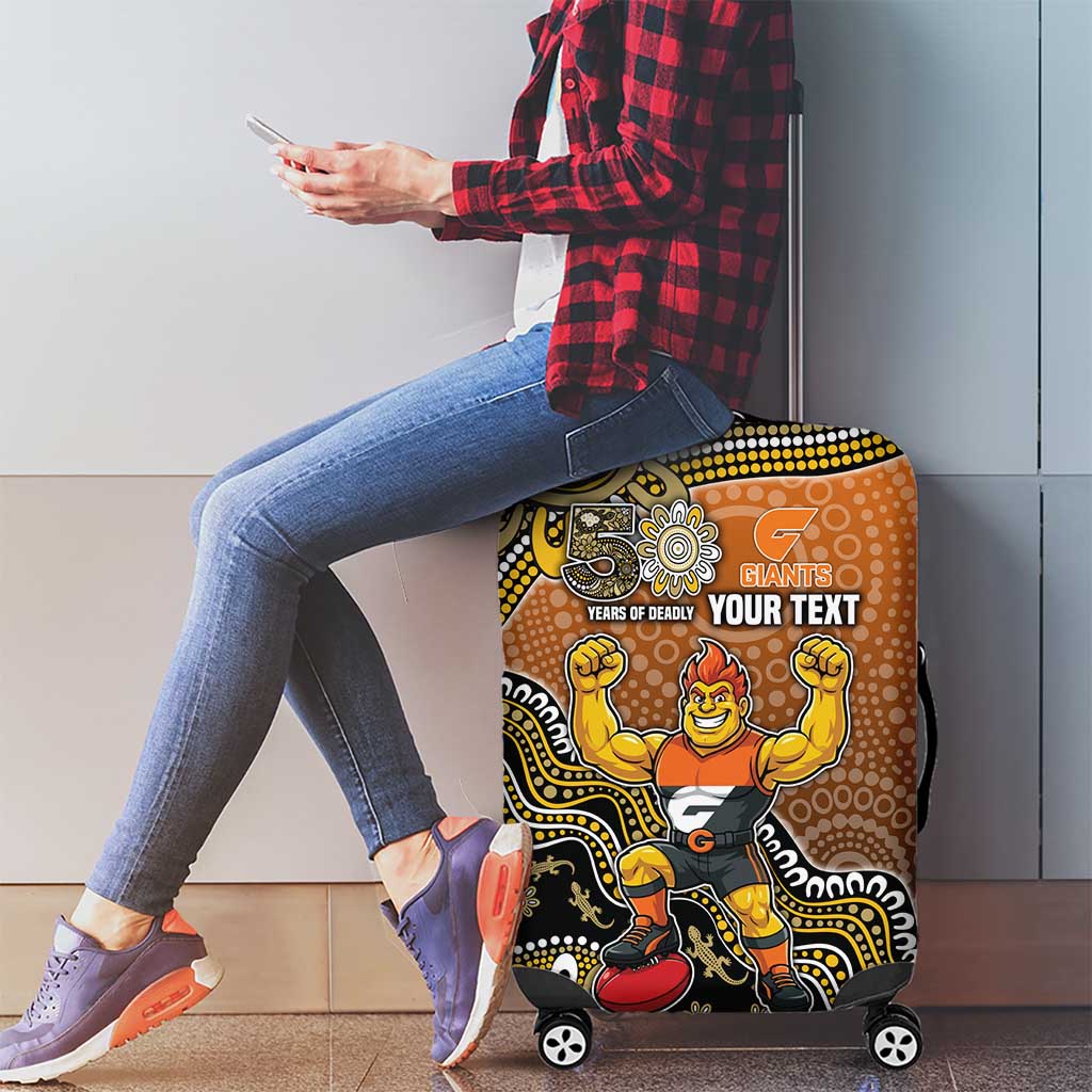 Personalized Giants Football Mascot Luggage Cover Aboriginal Dot Art Style Vibrant Indigenous Pattern Design