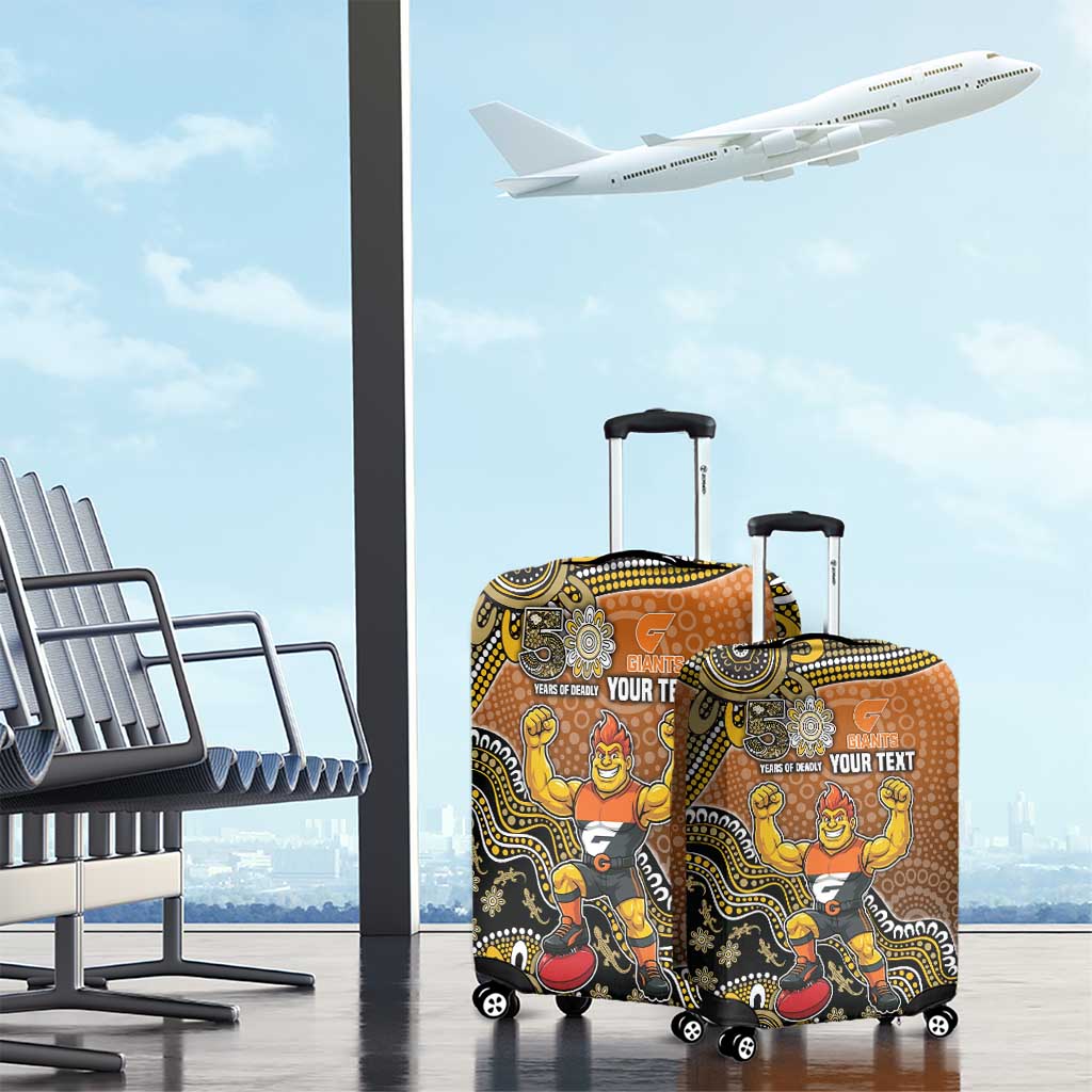 Personalized Giants Football Mascot Luggage Cover Aboriginal Dot Art Style Vibrant Indigenous Pattern Design