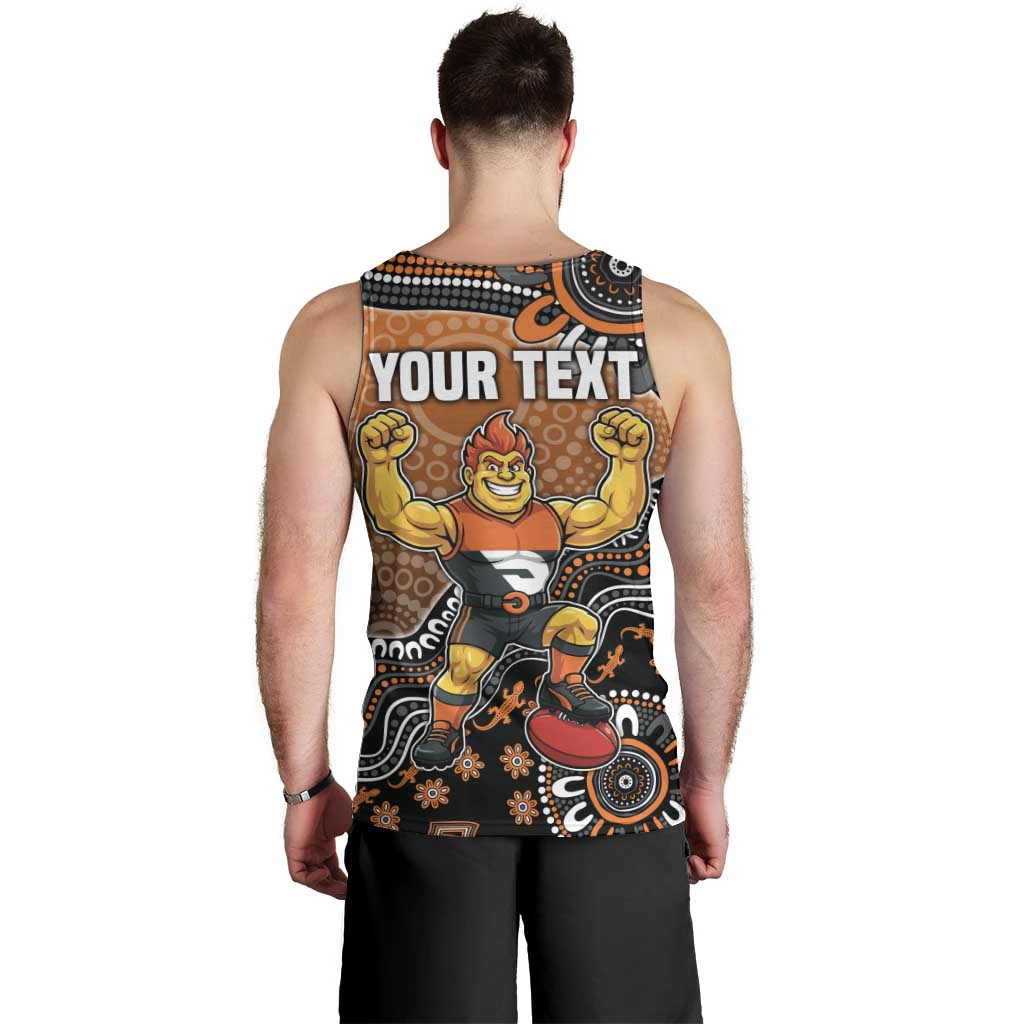 Personalized Giants Football Mascot Men Tank Top Aboriginal Dot Art Style Vibrant Indigenous Pattern Design