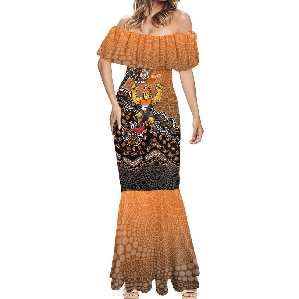 Personalized Giants Football Mascot Mermaid Dress Aboriginal Dot Art Style Vibrant Indigenous Pattern Design