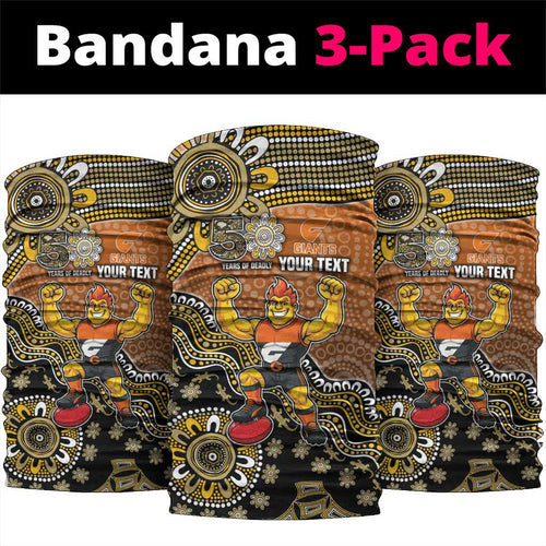 Personalized Giants Football Mascot Neck Gaiter Aboriginal Dot Art Style Vibrant Indigenous Pattern Design