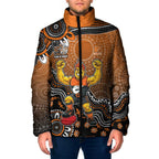 Personalized Giants Football Mascot Padded Jacket Aboriginal Dot Art Style Vibrant Indigenous Pattern Design