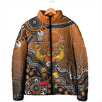 Personalized Giants Football Mascot Padded Jacket Aboriginal Dot Art Style Vibrant Indigenous Pattern Design
