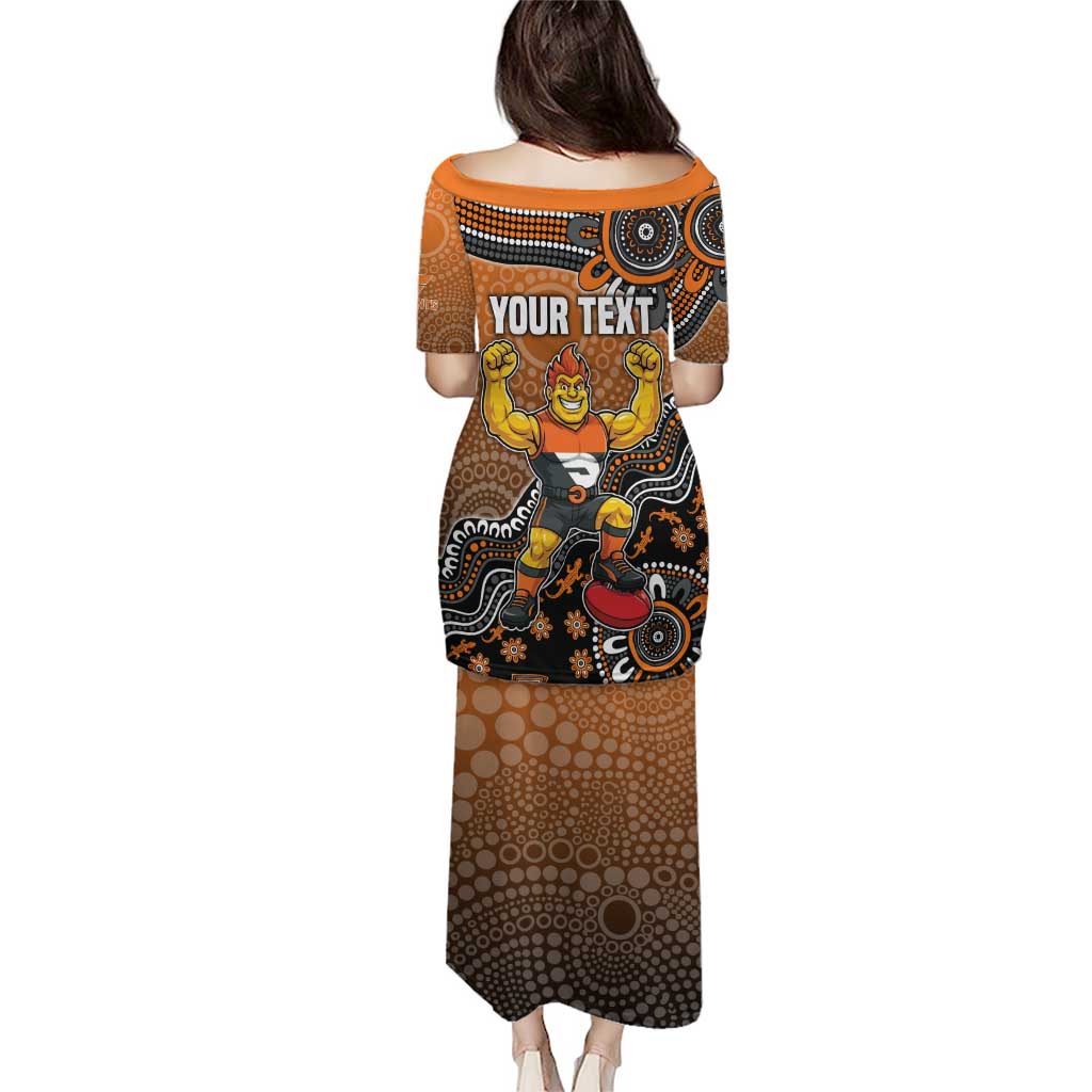 Personalized Giants Football Mascot Puletasi Aboriginal Dot Art Style Vibrant Indigenous Pattern Design