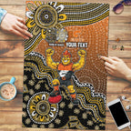 Personalized Giants Football Mascot Puzzle Aboriginal Dot Art Style Vibrant Indigenous Pattern Design