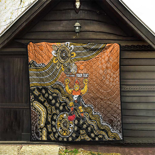 Personalized Giants Football Mascot Quilt Aboriginal Dot Art Style Vibrant Indigenous Pattern Design