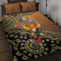 Personalized Giants Football Mascot Quilt Bed Set Aboriginal Dot Art Style Vibrant Indigenous Pattern Design