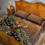 Personalized Giants Football Mascot Quilt Bed Set Aboriginal Dot Art Style Vibrant Indigenous Pattern Design