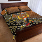Personalized Giants Football Mascot Quilt Bed Set Aboriginal Dot Art Style Vibrant Indigenous Pattern Design
