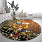 Personalized Giants Football Mascot Round Carpet Aboriginal Dot Art Style Vibrant Indigenous Pattern Design