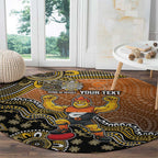 Personalized Giants Football Mascot Round Carpet Aboriginal Dot Art Style Vibrant Indigenous Pattern Design