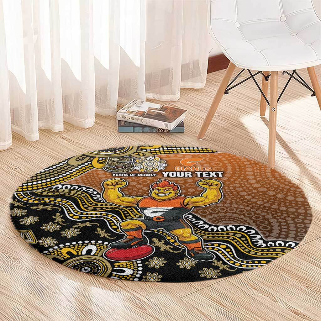 Personalized Giants Football Mascot Round Carpet Aboriginal Dot Art Style Vibrant Indigenous Pattern Design