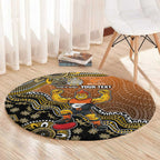 Personalized Giants Football Mascot Round Carpet Aboriginal Dot Art Style Vibrant Indigenous Pattern Design
