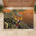 Personalized Giants Football Mascot Rubber Doormat Aboriginal Dot Art Style Vibrant Indigenous Pattern Design