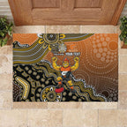 Personalized Giants Football Mascot Rubber Doormat Aboriginal Dot Art Style Vibrant Indigenous Pattern Design