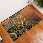 Personalized Giants Football Mascot Rubber Doormat Aboriginal Dot Art Style Vibrant Indigenous Pattern Design