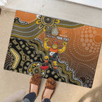 Personalized Giants Football Mascot Rubber Doormat Aboriginal Dot Art Style Vibrant Indigenous Pattern Design