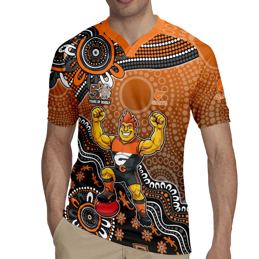Personalized Giants Football Mascot Rugby Jersey Aboriginal Dot Art Style Vibrant Indigenous Pattern Design