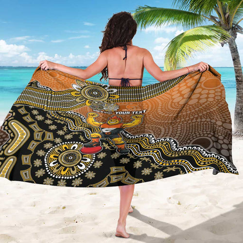 Personalized Giants Football Mascot Sarong Aboriginal Dot Art Style Vibrant Indigenous Pattern Design