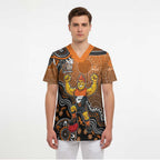 Personalized Giants Football Mascot Scrub Top Aboriginal Dot Art Style Vibrant Indigenous Pattern Design