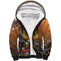 Personalized Giants Football Mascot Sherpa Hoodie Aboriginal Dot Art Style Vibrant Indigenous Pattern Design