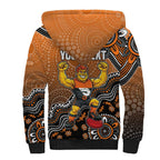 Personalized Giants Football Mascot Sherpa Hoodie Aboriginal Dot Art Style Vibrant Indigenous Pattern Design