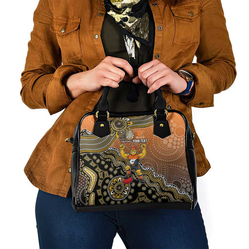 Personalized Giants Football Mascot Shoulder Handbag Aboriginal Dot Art Style Vibrant Indigenous Pattern Design