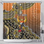 Personalized Giants Football Mascot Shower Curtain Aboriginal Dot Art Style Vibrant Indigenous Pattern Design