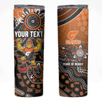 Personalized Giants Football Mascot Skinny Tumbler Aboriginal Dot Art Style Vibrant Indigenous Pattern Design