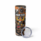 Personalized Giants Football Mascot Skinny Tumbler Aboriginal Dot Art Style Vibrant Indigenous Pattern Design