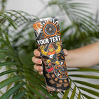 Personalized Giants Football Mascot Skinny Tumbler Aboriginal Dot Art Style Vibrant Indigenous Pattern Design