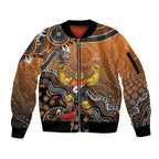 Personalized Giants Football Mascot Sleeve Zip Bomber Jacket Aboriginal Dot Art Style Vibrant Indigenous Pattern Design