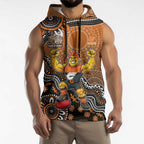 Personalized Giants Football Mascot Sleeveless Hoodie Aboriginal Dot Art Style Vibrant Indigenous Pattern Design
