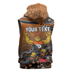 Personalized Giants Football Mascot Sleeveless Zip Hoodie Aboriginal Dot Art Style Vibrant Indigenous Pattern Design