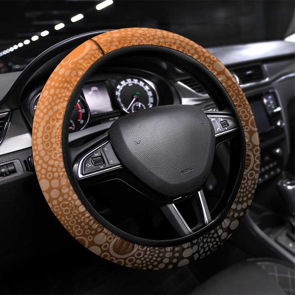 Giants Football Mascot Steering Wheel Cover Aboriginal Dot Art Style Vibrant Indigenous Pattern Design