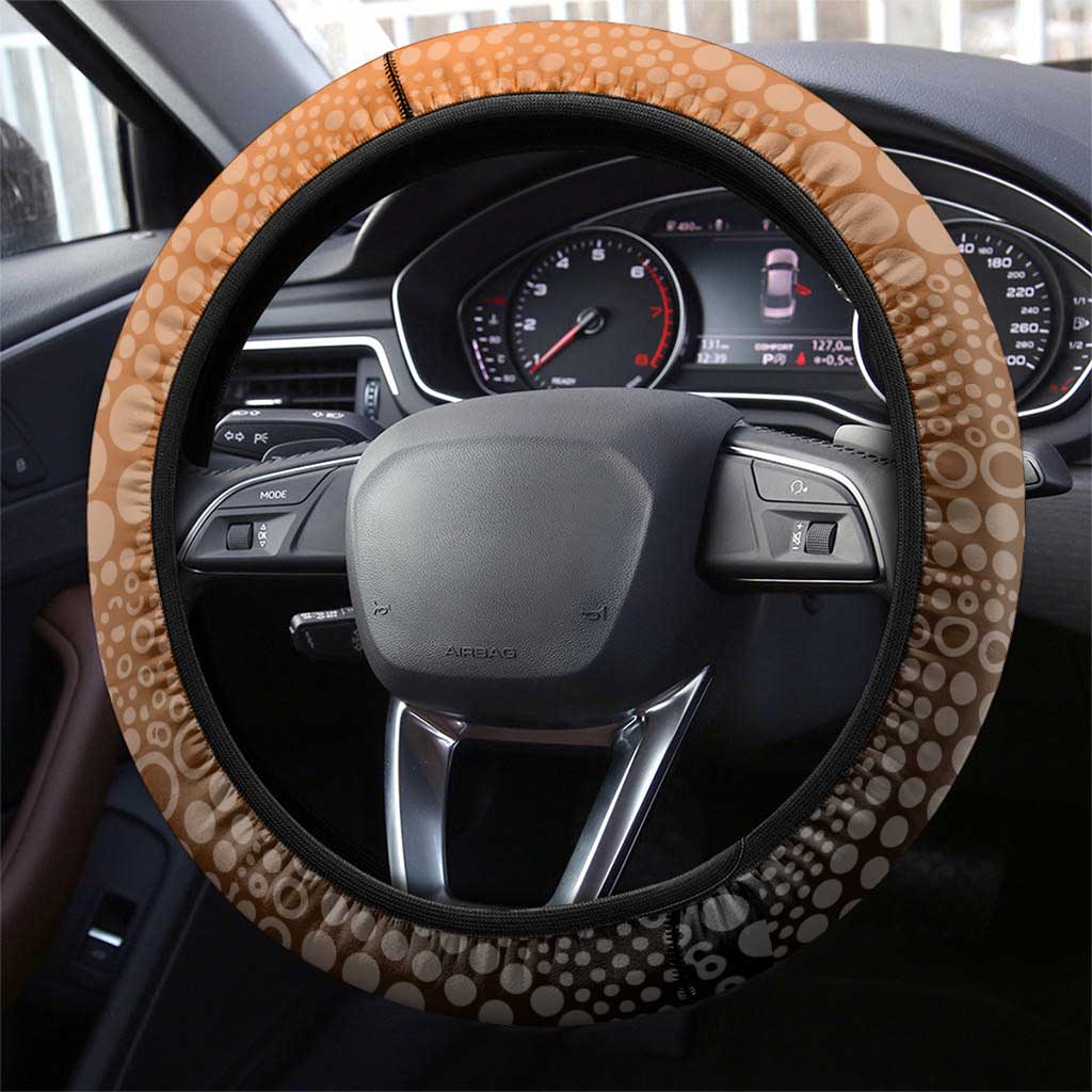 Giants Football Mascot Steering Wheel Cover Aboriginal Dot Art Style Vibrant Indigenous Pattern Design