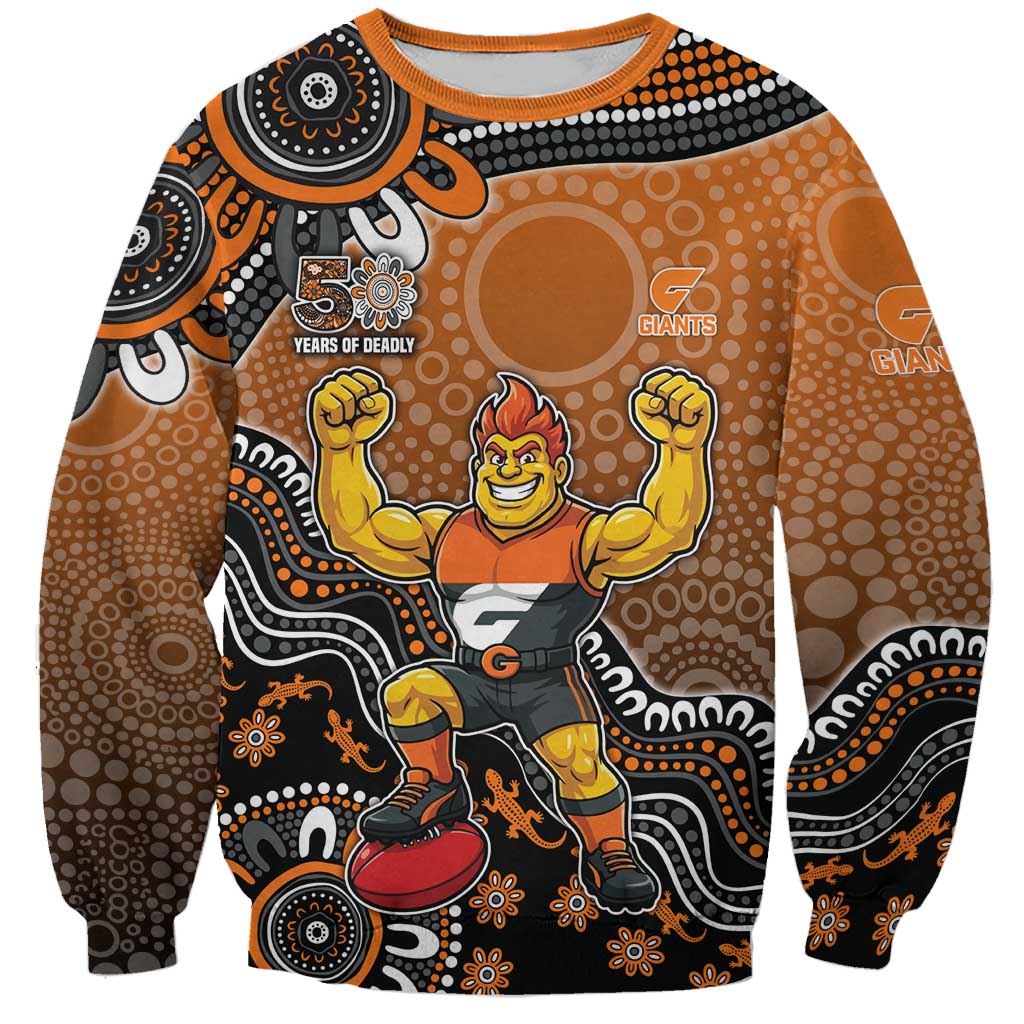 Personalized Giants Football Mascot Sweatshirt Aboriginal Dot Art Style Vibrant Indigenous Pattern Design