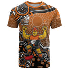 Personalized Giants Football Mascot T Shirt Aboriginal Dot Art Style Vibrant Indigenous Pattern Design