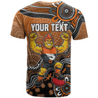 Personalized Giants Football Mascot T Shirt Aboriginal Dot Art Style Vibrant Indigenous Pattern Design