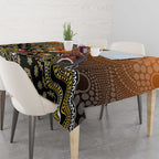 Personalized Giants Football Mascot Tablecloth Aboriginal Dot Art Style Vibrant Indigenous Pattern Design